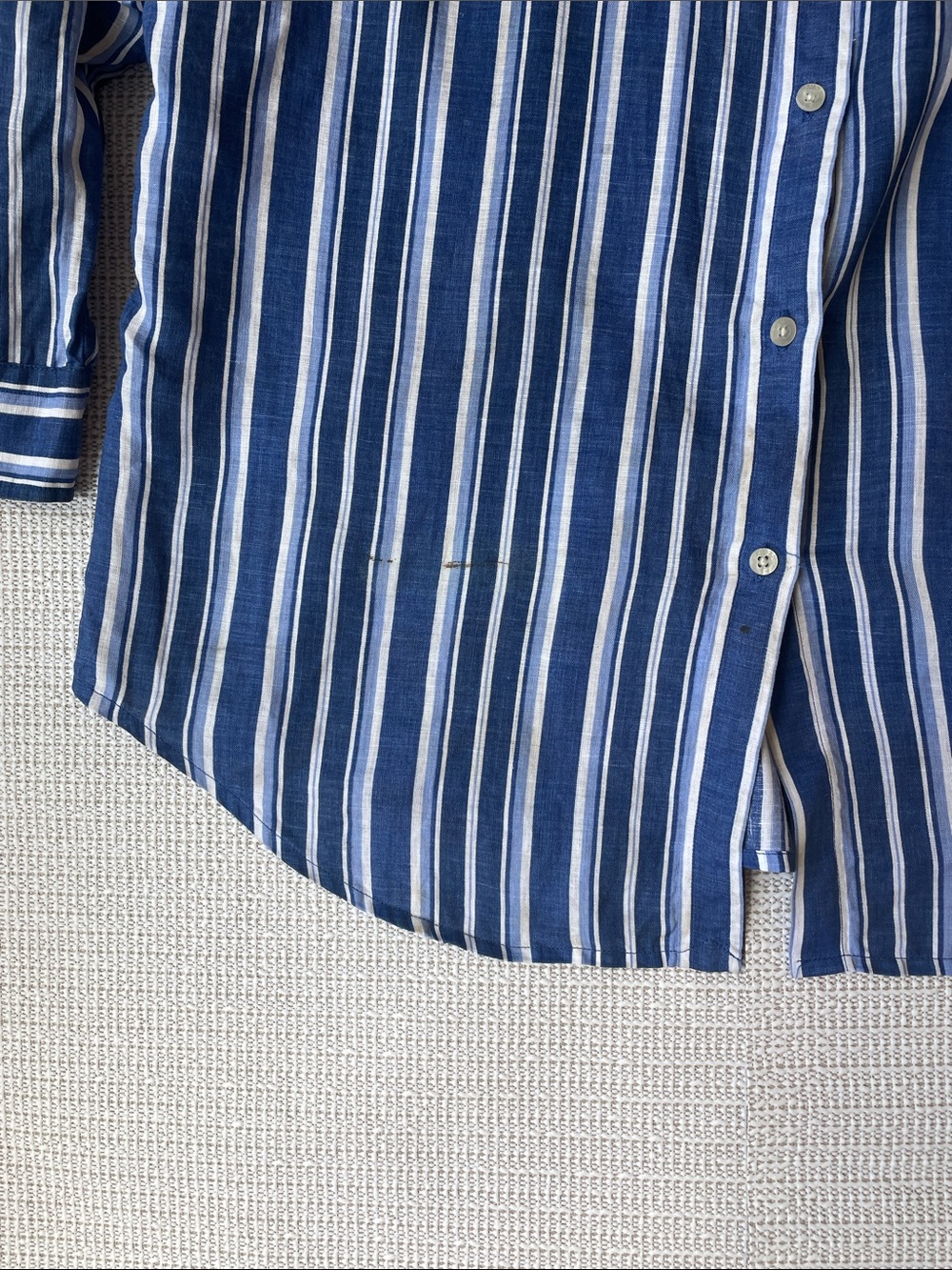 Women’s Ralph Lauren Linen Navy and White Striped Button-Down Shirt Size M - Picture 2 of 6